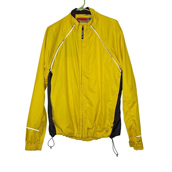 Novara Yellow Cycling Jacket XL Reflective Strips‎ Zip Pouch Removable Sleeves - Picture 1 of 11